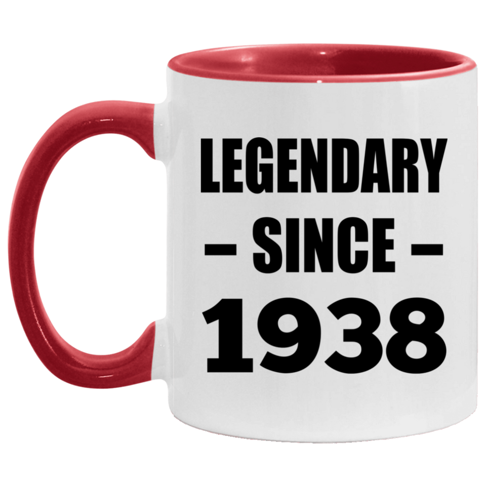 86th Birthday Legendary Since 1938 - 11oz Accent Mug Red