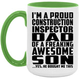 Proud Construction Inspector Dad Of Awesome Son - 15oz Accent Mug Green