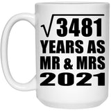 59th Anniversary Square Root of 3481 Years As Mr & Mrs 2021 - 15oz Coffee Mug
