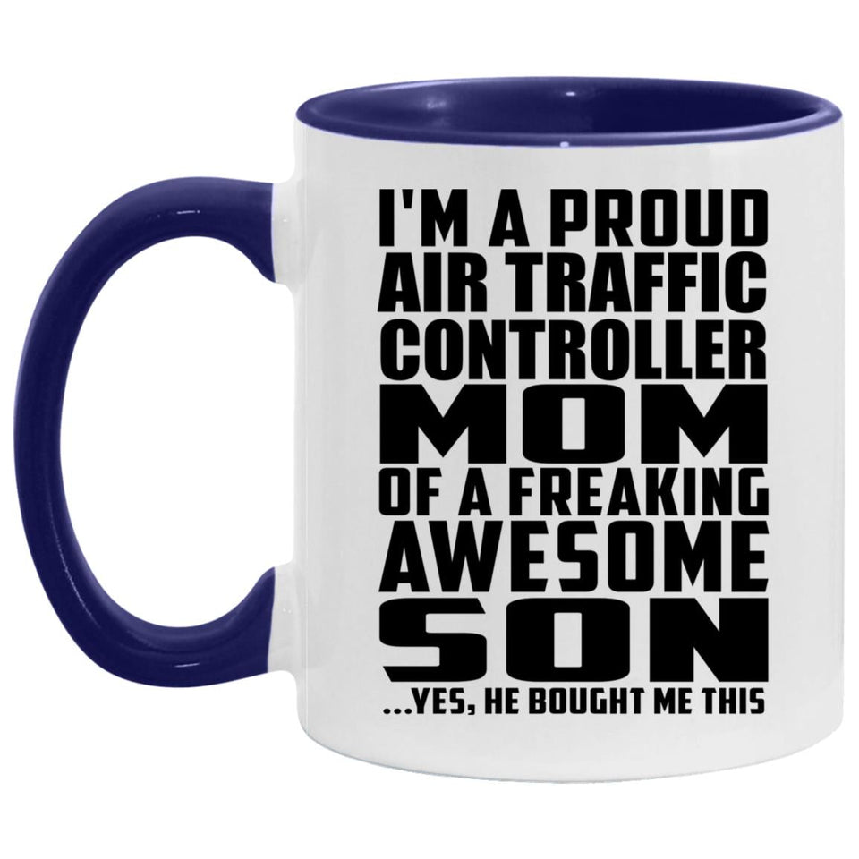 Proud Air Traffic Controller Mom Of Awesome Son - 11oz Accent Mug Purple