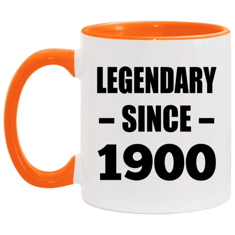 124th Birthday Legendary Since 1900 - 11oz Accent Mug Orange
