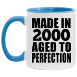 24th Birthday Made In 2000 Aged to Perfection - 11oz Accent Mug Blue