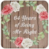 64th Anniversary 64 Years Of Being Mr Right - Drink Coaster B