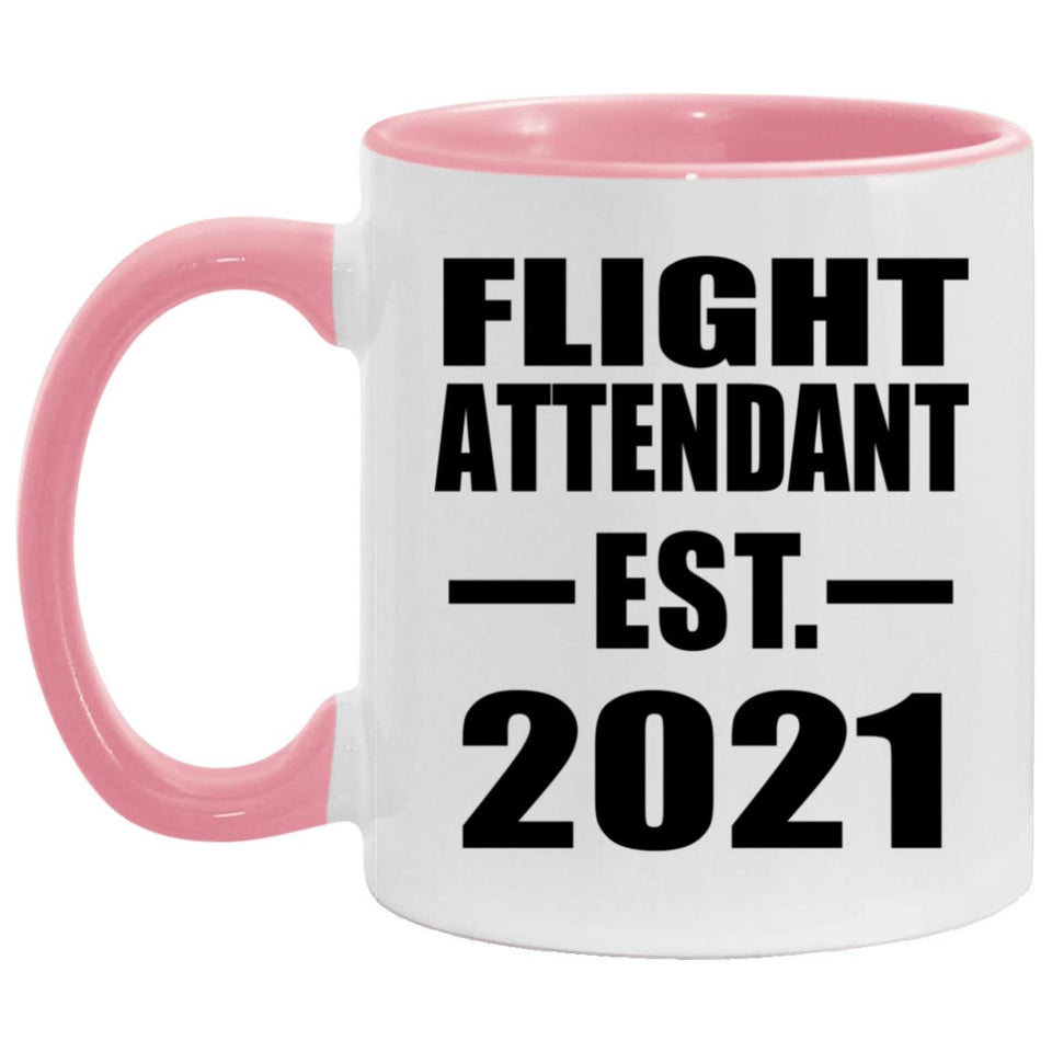 Flight Attendant Established EST. 2021 - 11oz Accent Mug Pink