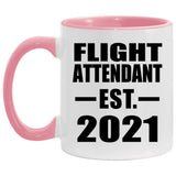Flight Attendant Established EST. 2021 - 11oz Accent Mug Pink