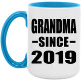 Grandma Since 2019 - 15oz Accent Mug Blue