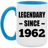 62nd Birthday Legendary Since 1962 - 15oz Accent Mug Blue