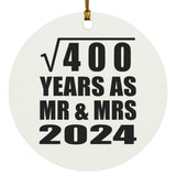 20th Anniversary Square Root of 400 Years As Mr & Mrs 2024 - Circle Ornament