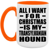 All I Want For Christmas Is My Transylvanian Hound - 15oz Accent Mug Orange