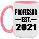 Professor Established EST. 2021 - 15oz Accent Mug Pink
