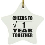 1st Anniversary Cheers To  Square Root of 1 Year Together - Star Ornament