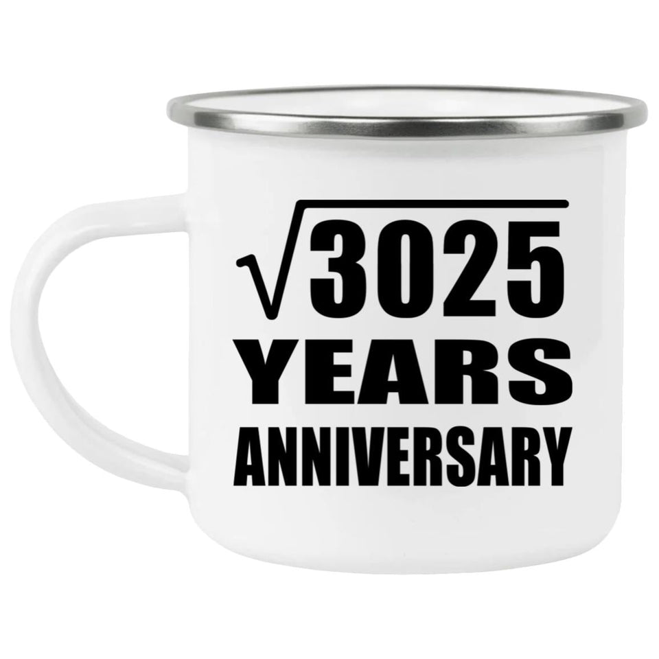 55th Anniversary Square Root of 3025 Years Anniversary - 12oz Camping Mug
