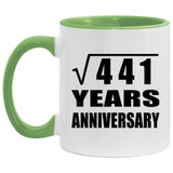21st Anniversary Square Root of 441 Years Anniversary - 11oz Accent Mug Green