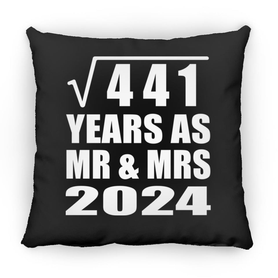 21st Anniversary Square Root of 441 Years As Mr & Mrs 2024 - Throw Pillow Black
