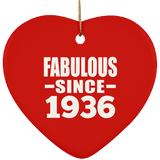 88th Birthday Fabulous Since 1936 - Heart Ornament
