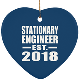 Stationary Engineer Established EST. 2018 - Heart Ornament