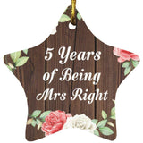 5th Anniversary 5 Years Of Being Mrs Right - Star Ornament A