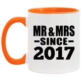 7th Anniversary Mr & Mrs Since 2017 - 11oz Accent Mug Orange