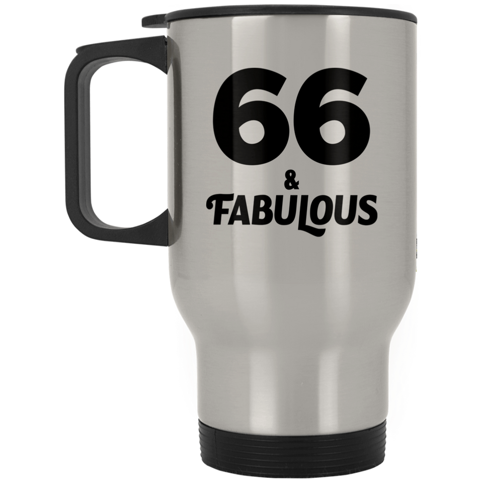 66th Birthday 66 & Fabulous - Silver Travel Mug