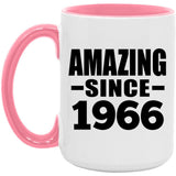 58th Birthday Amazing Since 1966 - 15oz Accent Mug Pink