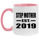 Step Mother Established EST. 2019 - 11oz Accent Mug Pink