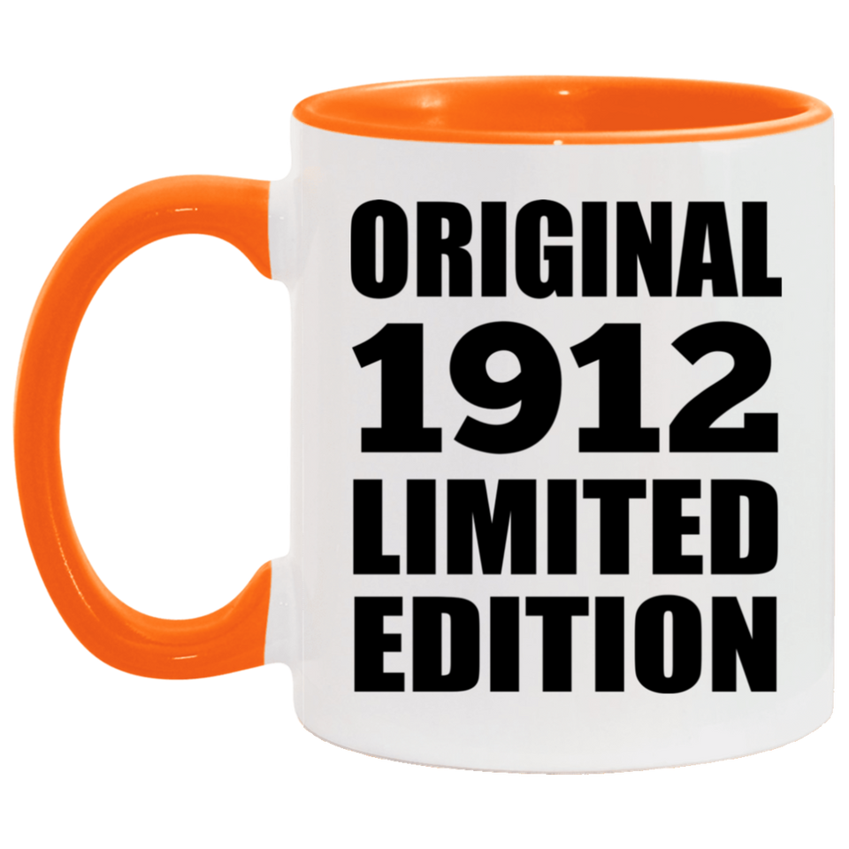 112th Birthday Original 1912 Limited Edition - 11oz Accent Mug Orange