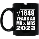 43rd Anniversary Square Root of 1849 Years As Mr & Mrs 2023 - 11oz Coffee Mug Black