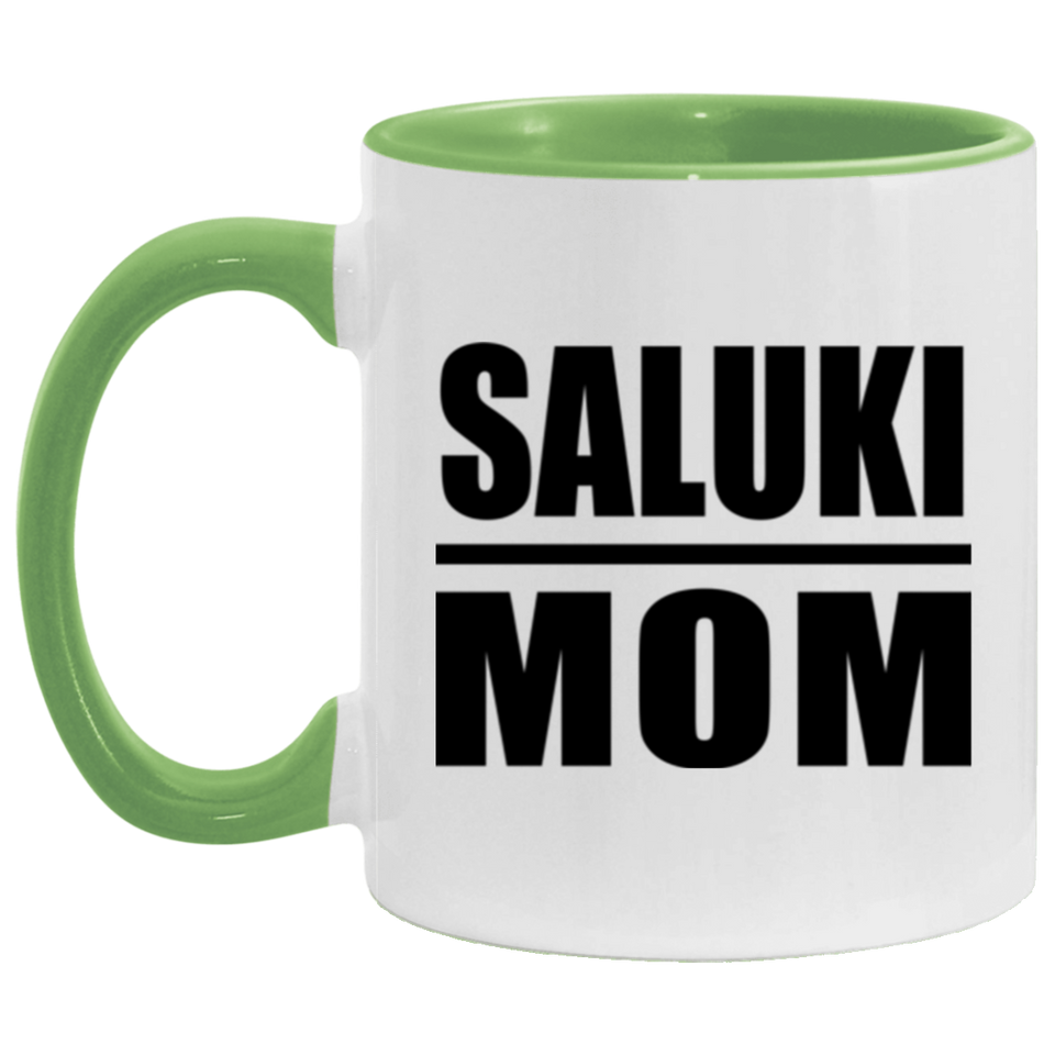 Saluki Mom - 11oz Accent Mug Green