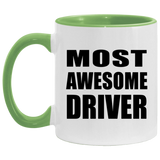 Most Awesome Driver - 11oz Accent Mug Green