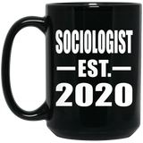 Sociologist Established EST. 2020 - 15oz Coffee Mug Black