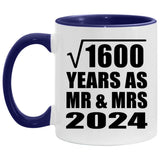 40th Anniversary Square Root of 1600 Years As Mr & Mrs 2024 - 11oz Accent Mug Purple