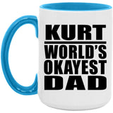 Kurt World's Okayest Dad - 15oz Accent Mug Blue
