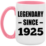 99th Birthday Legendary Since 1925 - 15oz Accent Mug Pink