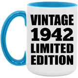 82nd Birthday Vintage 1942 Limited Edition - 15oz Accent Mug Blue