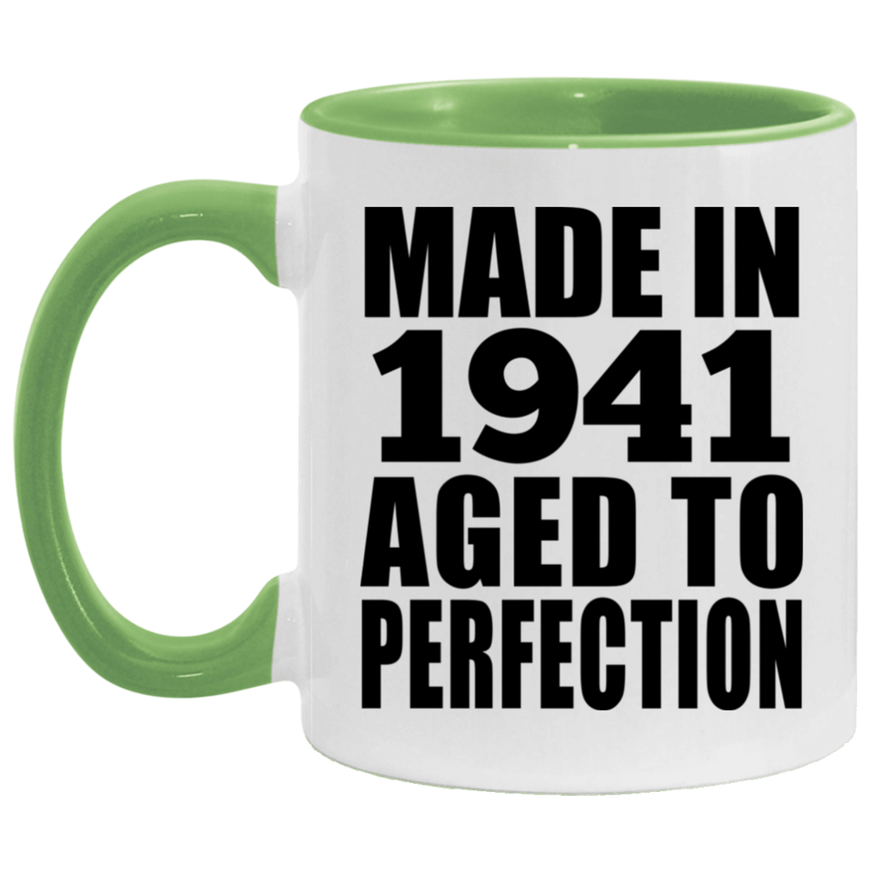 83rd Birthday Made In 1941 Aged to Perfection - 11oz Accent Mug Green