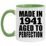 83rd Birthday Made In 1941 Aged to Perfection - 11oz Accent Mug Green