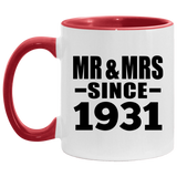 93rd Anniversary Mr & Mrs Since 1931 - 11oz Accent Mug Red
