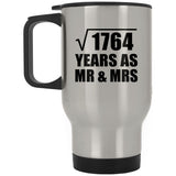 42nd Anniversary Square Root of 1764 Years As Mr & Mrs - Silver Travel Mug