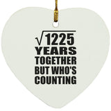 35th Anniversary Square Root of 1225 Years Who's Counting - Heart Ornament