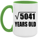 71st Birthday Square Root of 5041 Years Old - 15oz Accent Mug Green