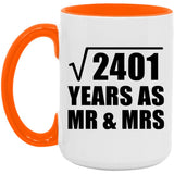49th Anniversary Square Root of 2401 Years As Mr & Mrs - 15oz Accent Mug Orange