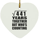 21st Anniversary Square Root of 441 Years Who's Counting - Heart Ornament