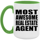 Most Awesome Real Estate Agent - 15oz Accent Mug Green
