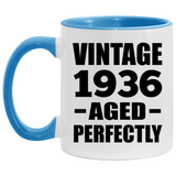88th Birthday Vintage 1936 Aged Perfectly - 11oz Accent Mug Blue