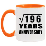 14th Anniversary Square Root of 196 Years Anniversary - 11oz Accent Mug Orange