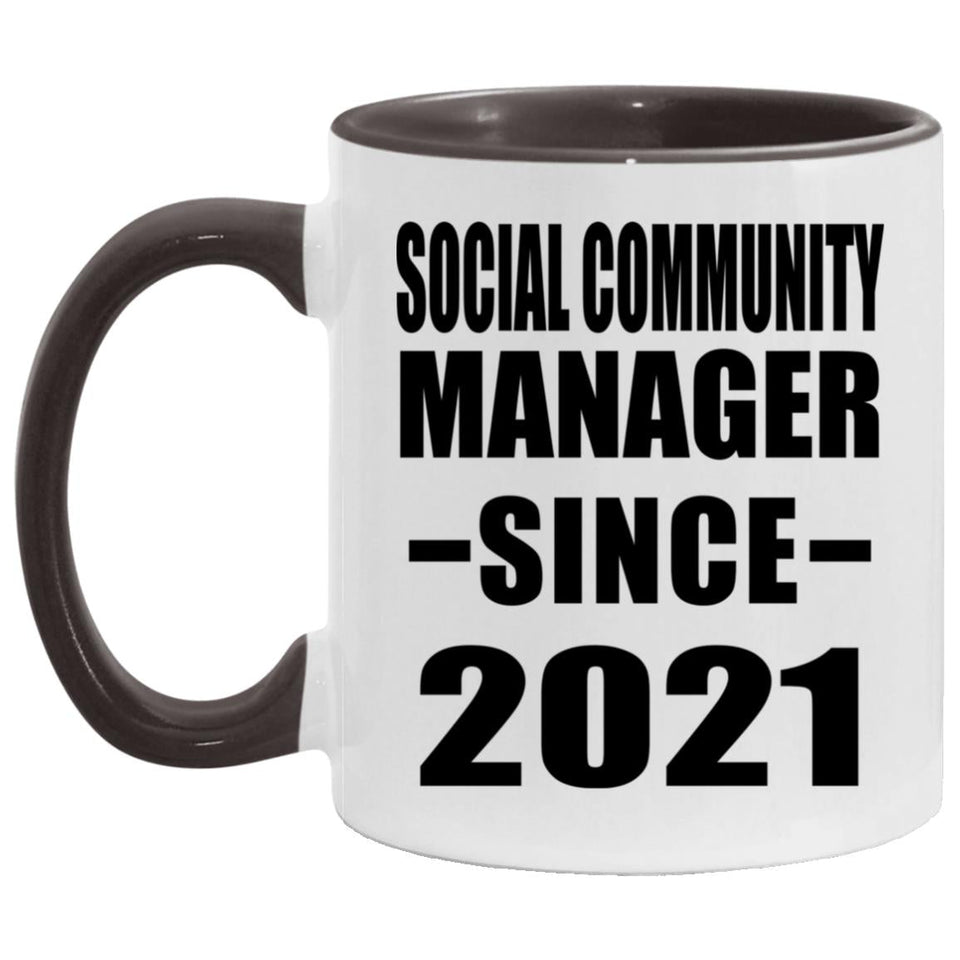 Social Community Manager Since 2021 - 11oz Accent Mug Black