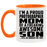 Proud Photographer Mom Of Awesome Son - 11oz Accent Mug Orange