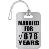 26th Anniversary Married For Square Root of 676 Years - Luggage Bag Tag