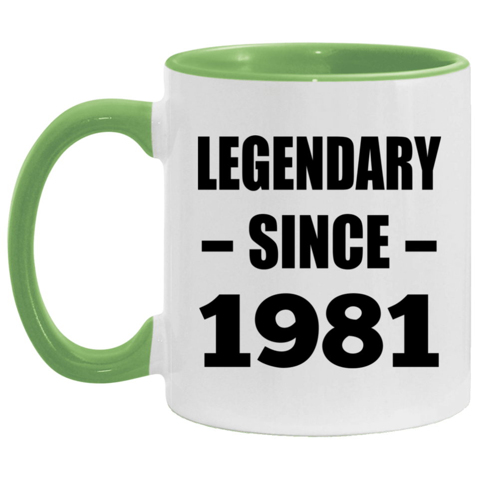 43rd Birthday Legendary Since 1981 - 11oz Accent Mug Green