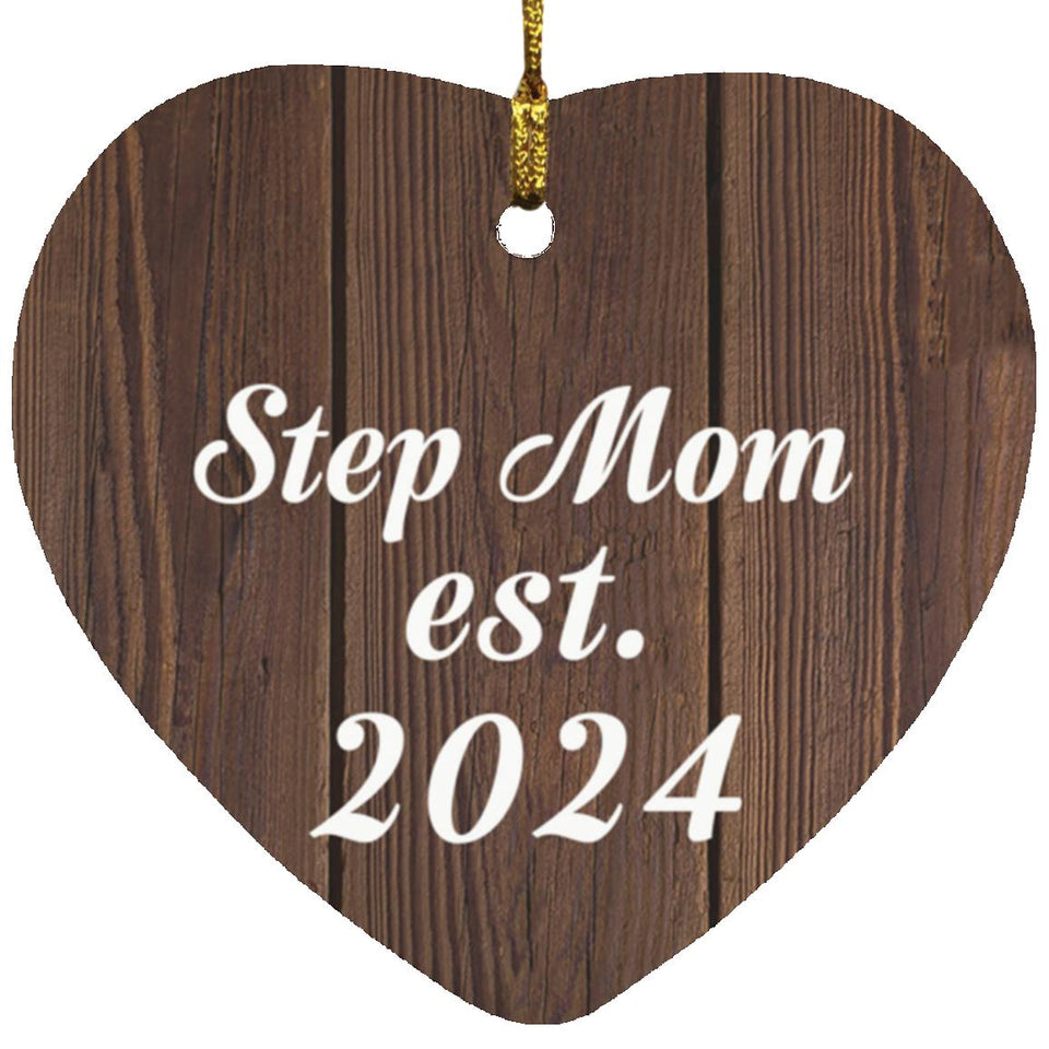 Step Mom Established EST. 2024 - Heart Ornament D